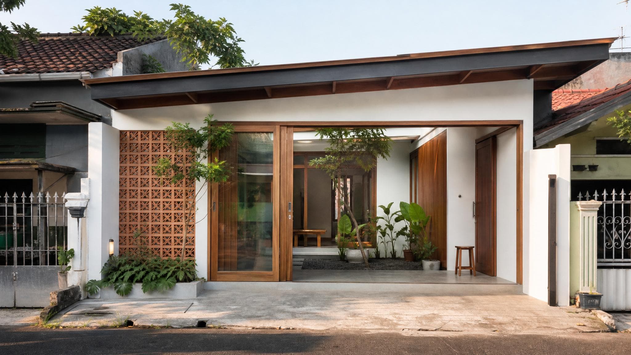 Desain Rumah 1 Lantai dengan Inner Court Kecil yang Sejuk