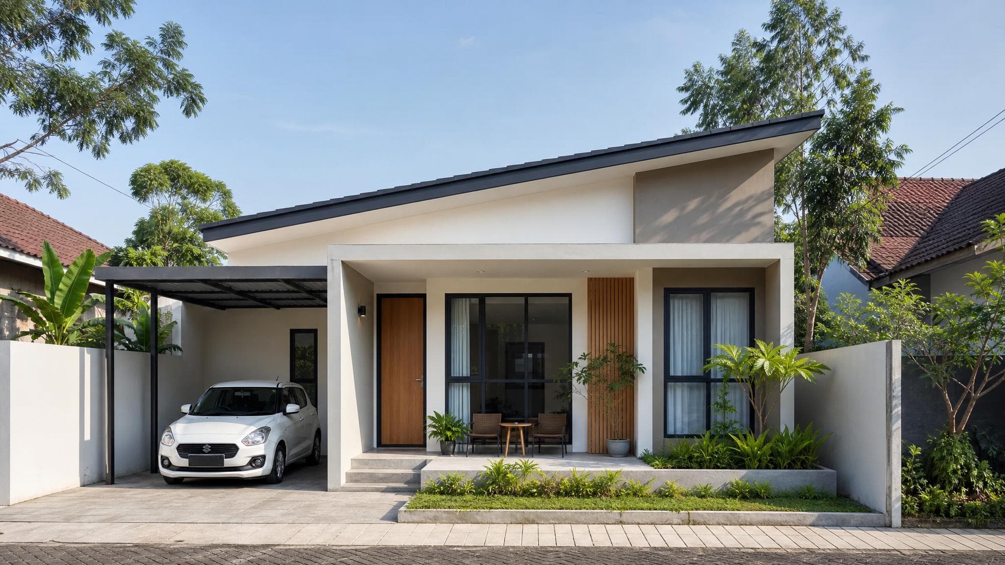 Model Rumah Minimalis Atap Miring 1 Lantai: Rapi, Sejuk, dan Mudah Dibangun