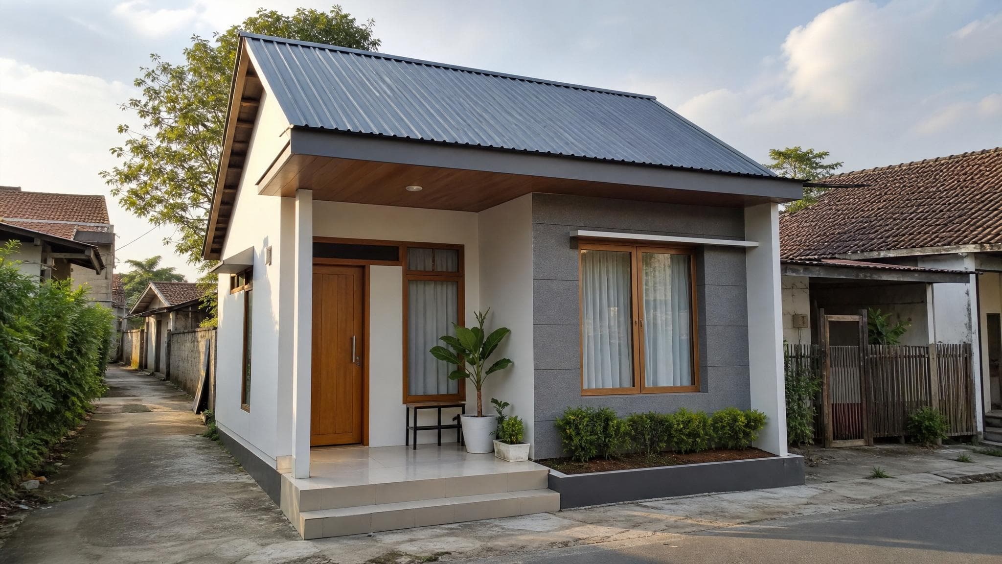 Tiny House Tropis 4x8 dengan Teras Kecil: Nyaman di Lahan Mungil